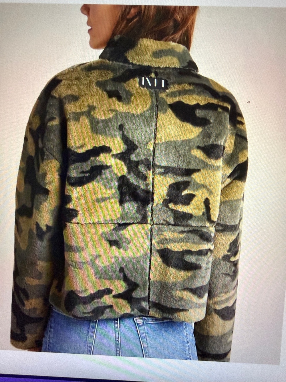 NVLT Vicenza Camo Faux Fur Coat in Olive & black nwot